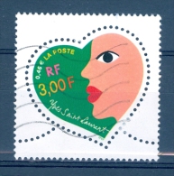 VARIÉTÉS FRANCE 2000   N° 3296  CŒUR AVEC PROFIL FÉMININ   OBLITÉRÉ - Used Stamps