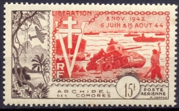 Comoro Islands / Archipel Des Comores 1954  -Airmail – Mint Stamp Never Hinged - The 10th Anniversary Of Liberation - Neufs