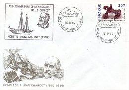 NORVEGE. Enveloppe Commémorative De 1987. Charcot. - Polar Exploradores Y Celebridades