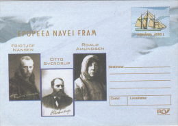 76- FRAM POLAR SHIP, NANSEN, SVERDRUP, AMUNDSEN, COVER STATIONERY, ENTIER POSTAL, 2004, ROMANIA - Poolshepen & Ijsbrekers
