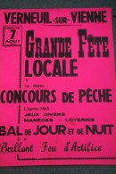 87 - VERNEUIL SUR VIENNE - AFFICHE GRANDE FETE LOCALE CONCOURS DE PECHE - FEU D' ARTIFICE -1ER AOUT 1966- - Afiches