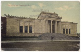 PAWTUCKET RI, PUBLIC LIBRARY BUILDING, FRONT VIEW~c1910s Vintage Rhode Island Postcard PEOPLE - Pawtucket