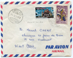 CAMBODGE LETTRE PAR AVION AVEC GRIFFE ROUGE CENSURE REPUBLIQUE KMERE AGRESSEE PAR IMPERIALISTES VIETCONG ET NORD-....... - Cambodge