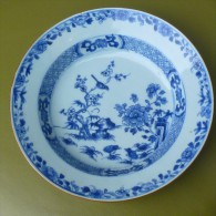 CHINE - Assiette Porcelaine - Compagnie Des Indes  - Camaïeu Bleu - Oiseaux - Fin XVIIIe - Aziatische Kunst