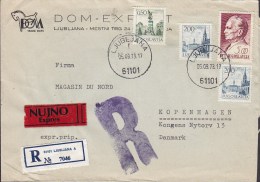 Yugoslavia DOM EXPORT NUNJO Exprés & R-Label LJUBLJANA 1973 Cover Brief To Denmark Horse Pferd Cheval Cachet (2 Scans) - Covers & Documents
