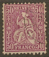 SWITZERLAND 1862 50c Purple Helvetia SG67 U #KG135 - Used Stamps