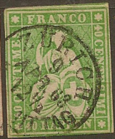 SWITZERLAND 1854 40c Helvetia SG 51 U #KG265 - Used Stamps