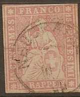 SWITZERLAND 1854 10c Helvetia SG 49a U #KG264 - Gebraucht