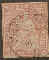 SWITZERLAND 1854 10c Helvetia SG 49a U #KG264 - Used Stamps