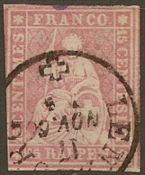 SWITZERLAND 1854 10c Helvetia SG 49a U #KG263 - Gebruikt