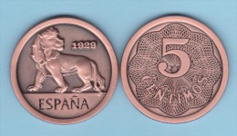 SPAIN/ESPAÑA  Alfonso XIII 5 Céntimos  1.929 (tipo 2) Cy 17583 Aledón 130.PM1 Copy  Cobre  SC/UNC  T-DL-11.082 Usa - Ensayos & Reacuñaciones