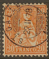 SWITZERLAND 1862 20c Helvetia SG 56a U #KG268 - Used Stamps