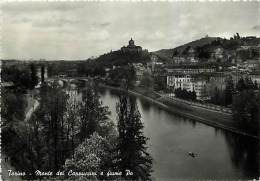 TORINO. IL MONTE DEI CAPPUCCINI E IL FIUME PO. BELLA CARTOLINA ANNI '50 - Fiume Po