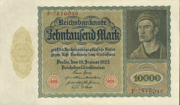 Deutschland, Germany - 10000 Mark, Reichsbanknote, Ro. 68 B ,  ( Serie F  ) XF, 1922 ! - 10.000 Mark