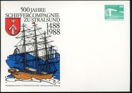DDR PP18 C2/021 Privat-Postkarte 500 J. SCHIFFERCOMPAGNIE Stralsund 1988  NGK 3,00 € - Cartes Postales Privées - Neuves