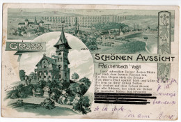 " Gruss Von Der Schönen Aussicht - REICHENBACH " Oblitération à 5 Timbres - Reichenbach I. Vogtl.
