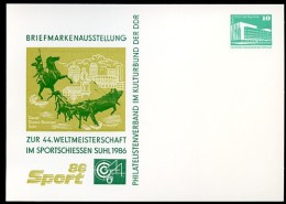 DDR PP18 C2/022 Privat-Postkarte WM SPORTSCHIESSEN DIANA-BRUNNEN Suhl 1986   NGK 3,00 € - Private Postcards - Mint