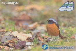Carte Prépayée Japon - OISEAU - ROUGE GORGE - ROBIN BIRD Japan Prepaid Rainbow Card - ROTKEHLCHEN - 3693 - Passereaux