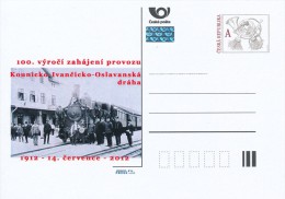 Czech Rep. / Postal Stat. (Pre2012/38) 100th Anniversary Of The Opening Of Railways Kounice - Ivancice - Oslavany - Postcards