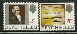 Seychelles      "Royal Visit Overprinted"      Set    SC# 297-98    MNH** - Seychellen (1976-...)