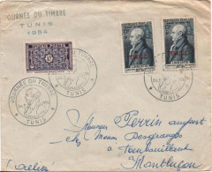 TUNISIE 365 FDC Premier Jour Lettre Voyagé Journée Du Timbre 1954 TUNIS La Valette - Covers & Documents