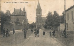 Bourg-Léopold  -  La Poste Et L'église  (prachtige Kaart Maar Beschadigd - Zie Scan!)  1927  Naar Ixelles - Leopoldsburg