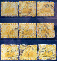 WESTERN AUSTRALIA 1872 2p Swan USED 9 Stamps Scott37 CV$19 Watermark : 1 - Gebruikt