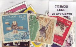 Lune - 25 Timbres Differents - Tous Pays - Sammlungen