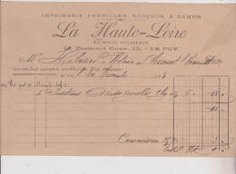 (HAUTE -LOIRE) LE PUY ,imprimerie PEYRILLER , ROUCHON , & GAMON ;  LA HAUTE LOIRE - Printing & Stationeries