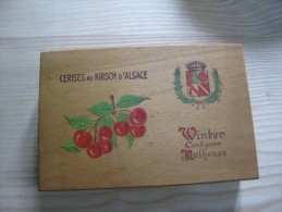 Boite Bois Brut  Avec Couvercle :Cerises Au Kirsch D Alsace Winter Mulhouse - Boxes