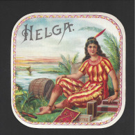 Etiquette  Boite De Cigares -  Helga  -   11.7 X 11.7 Cm  -  Thème Indien - Etiquettes