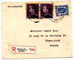 Lettre Recommandée De Bruxelles (1937) Pour Nimes - Briefe U. Dokumente