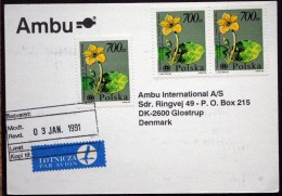 Polen 1991 Minr,3284 Card To Denmark Air Mail    Lot 1868 ) - Covers & Documents