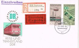 11051. Carta Certificada Expres Entero Postal MAGDEBURG (Alemania DDR) 1990. Reise - Briefomslagen - Gebruikt