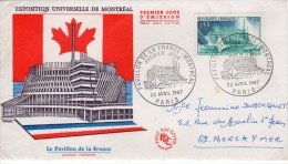 Env. Avec Cachet PJ - Expo Universelle De Montréal Le 22.04.1967   à PARIS (75) - 1967 – Montreal (Canada)