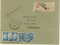 N°83+137x2 Sur Lettre Rec. D'Alger  Du 8-12-34 Pour  Saint-Louis (Haut-Rhin) - Lettres & Documents