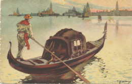 ITALIA.VENEZIA.VENICE, La Gondola, ART Old Postcard - Hiroshima