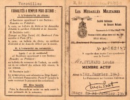 VP1298 - Carte De Membre Des Médaillés Militaires - PARIS X  VERSAILLES - Sonstige & Ohne Zuordnung