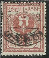 COLONIE ITALIANE EGEO 1912 COO COS SOPRASTAMPATO D´ITALIA ITALY OVERPRINTED CENT. 2 USATO USED OBLITERE´ - Aegean (Coo)