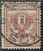 COLONIE ITALIANE EGEO 1912 COO COS SOPRASTAMPATO D´ITALIA ITALY OVERPRINTED CENT. 2 USATO USED OBLITERE´ - Egée (Coo)