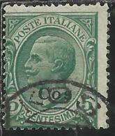 COLONIE ITALIANE EGEO 1912 COO COS SOPRASTAMPATO D´ITALIA ITALY OVERPRINTED CENT. 5 USATO USED OBLITERE´ - Ägäis (Coo)