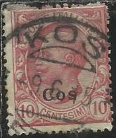 COLONIE ITALIANE EGEO 1912 COO COS SOPRASTAMPATO D´ITALIA ITALY OVERPRINTED CENT. 10 USATO USED OBLITERE´ - Egée (Coo)