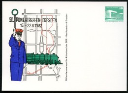 DDR PP18 D2/009 Privat-Postkarte PIONIEREISENBAHN Dresden 1982  NGK 4,00 € - Private Postcards - Mint