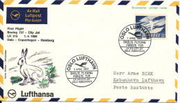 Norway Lufthansa First Flight Boeing 737 City Jet Oslo - Copenhagen 1-4-1969 - Covers & Documents