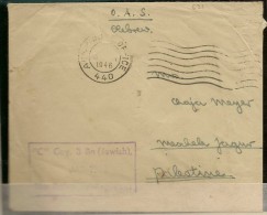 PALESTINE 1946 OAS HEBREW Cover (No Censor) To Palestine XN1721 - Franchigia Militare