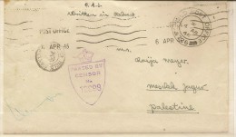PALESTINE 1945 OAS HEBREW Cover (Censor) To Palestine XN1811 - Franchise Militaire