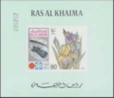 RAS AL KHAIMA 1972 Olympics Sapporo Bobsleight Flower Iris 90d DeLuxe With Number   [épreuve Prueba] - Ras Al-Khaimah