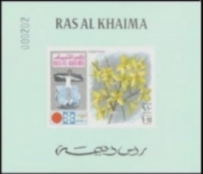 RAS AL KHAIMA 1972 Olympics Sapporo Figure-sakting Flower Forsynthia 1.10R DeLuxe With Number [épreuve Prueba] - Ras Al-Khaima