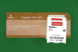 Emirates EK - Baggage Claim Card / Ticket Issued In Dubai - As Scan - Etichette Da Viaggio E Targhette