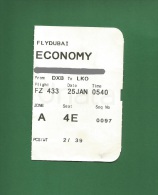 FlyDubai FZ 2013 - Boarding Pass - Dubai To Lucknow - As Scan - Bordkarten